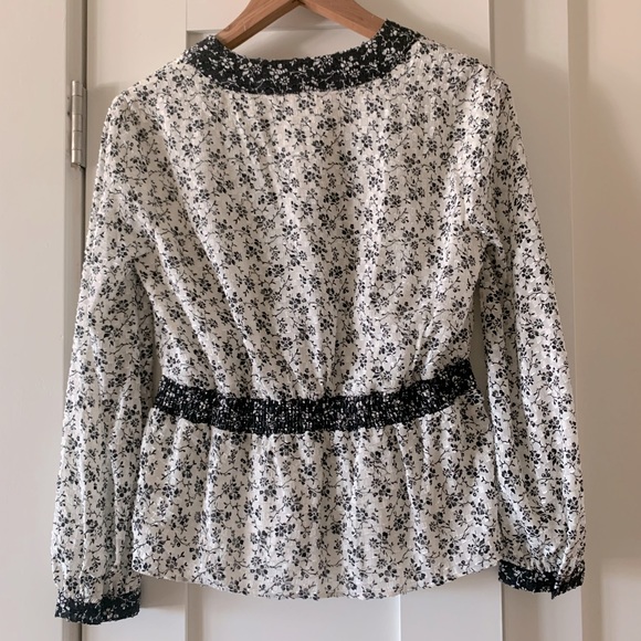 Madewell V-neck Peplum Top in Clipdot Branch - Picture 3 of 5